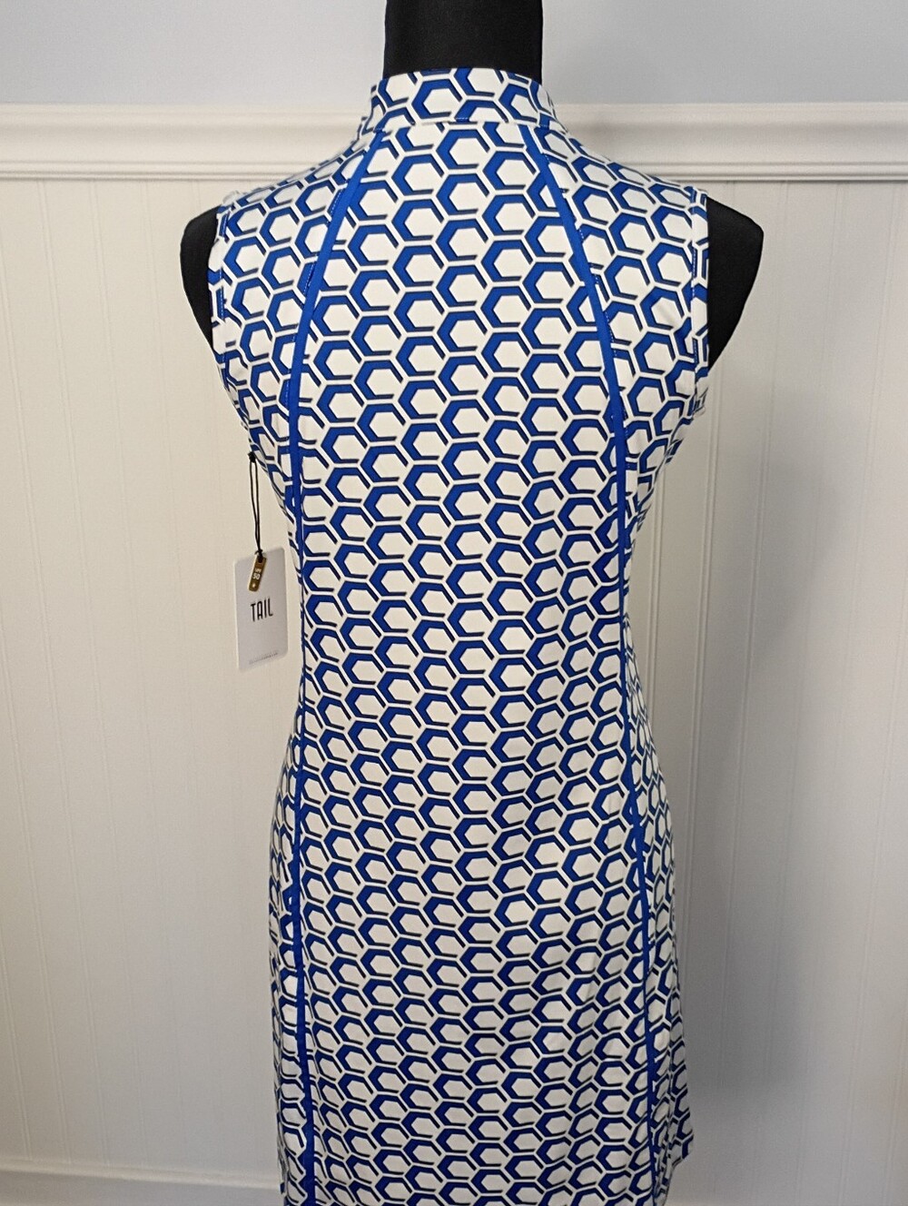 NWT Tail Mika Golf Dress Blue White Geometric Print Size Small - Picture 8 of 13
